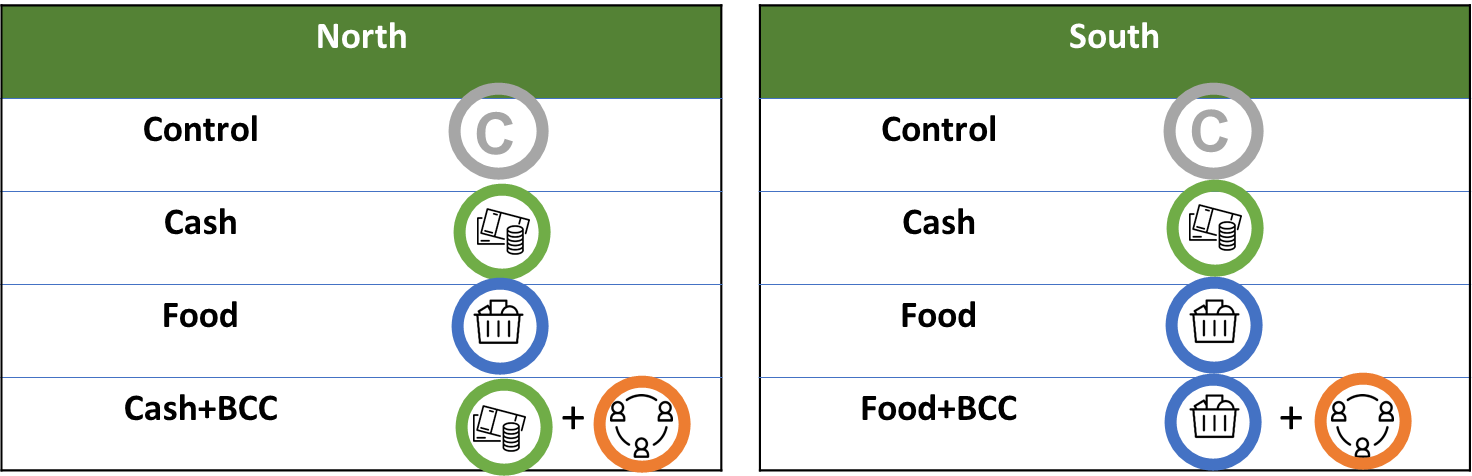 Intervention arms by region