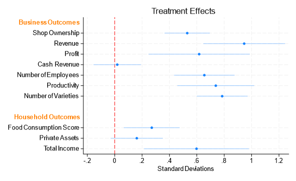 Treatment impact of licenses in standard deviations