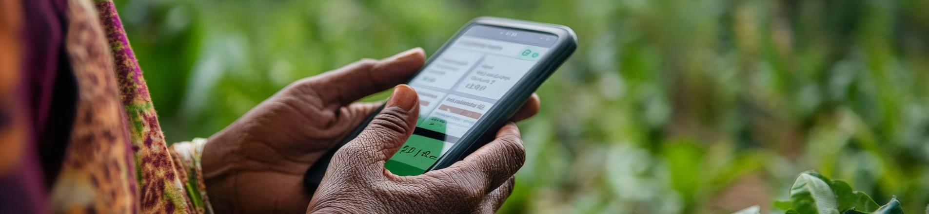 woman using mobile finance, reflecting the mobile internet fueled a financial transition in Rwanda