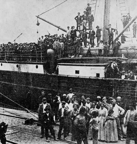 Italian immigrants arriving in Brazil