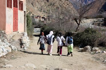 Morrocan girls walking to school