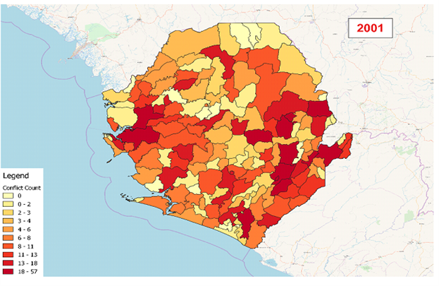 Cumulative fighting intensity, by Chiefdom