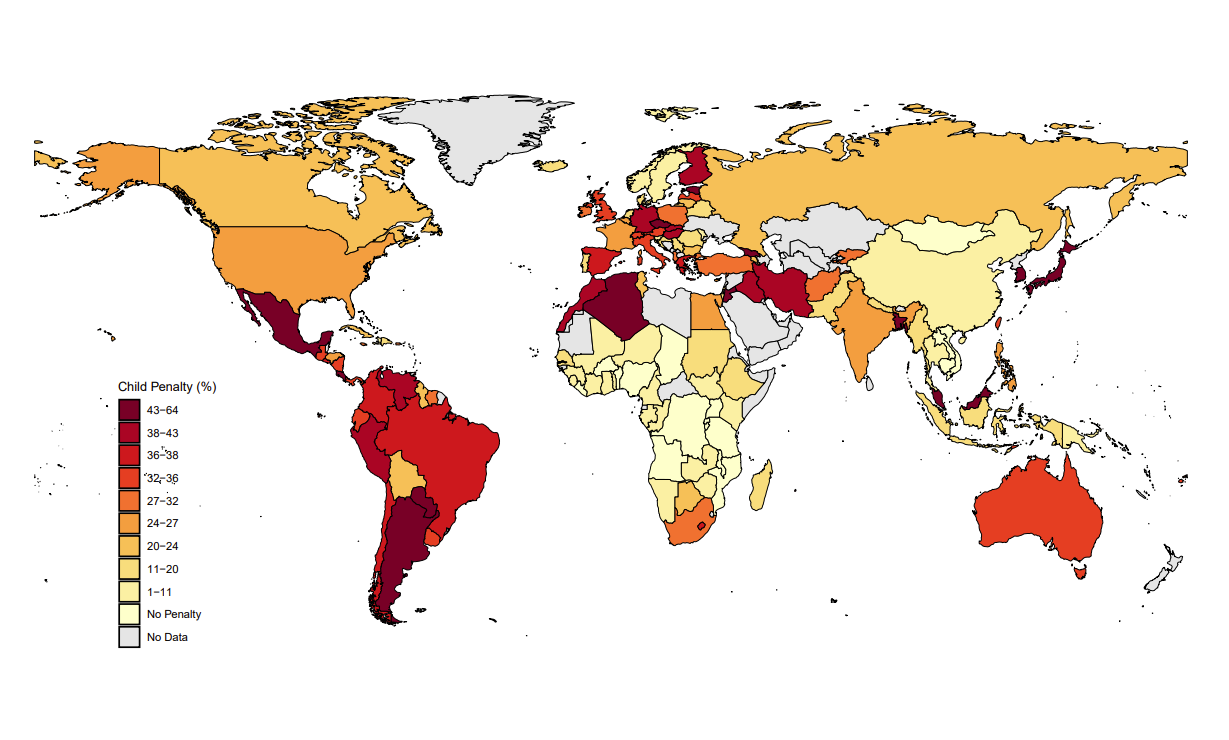 Map of child penalty across the world