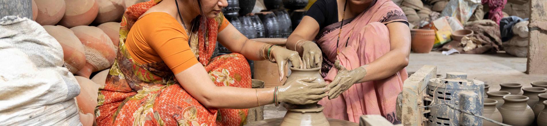 Women working on pots