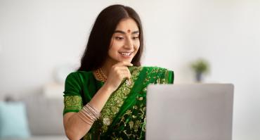 woman working from home in India